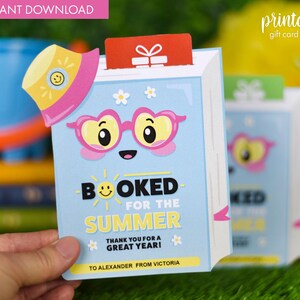 Suporte para cartão de presente de agradecimento ao professor para impressão | cartões de agradecimentos personalizados do verão do | Apreciação do professor do titular do cartão-presente do livro