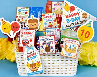 Etiquetas imprimibles para regalos de cumpleaños: Candy Grams, etiquetas para cestas de regalo (PDF)