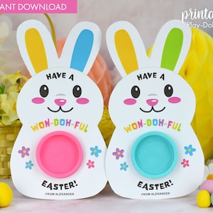 Easter Play Dough Gift Card | Printable Class Easter Gifts | Non-candy Gift | Small Gift | Bunny Shape | Easter Classroom Favor | For Kids