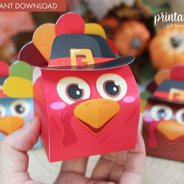 Printable Thanksgiving Gift Box | Thanksgiving Favor | Printable Turkey Box | Thanksgiving Turkey Box | Thanksgiving Craft