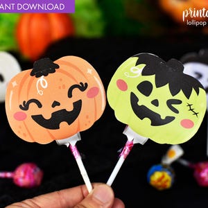 Halloween Lollipop Holder  - Pumpkin Design | Printable Halloween Candy Holder  |  Lolly Holder | Instant Download | Class Gift