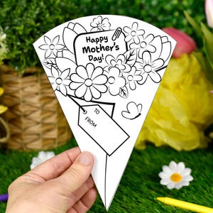 Printable Mother's Day Flower Bouquet Coloring Card (digital Download ...