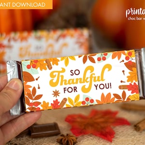 Thanksgiving Party Favor | Printable Candy Bar Wrapper | Thankful Thanksgiving Chocolate Bar Wrappers | Thanksgiving Gift | Instant Download