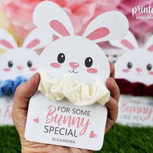 Osterhase Printable Scrunchie Halter Für Kinder | Klassenkameraden Geschenk |  Niedliches Häschen Design | Klassenzimmer Geschenk | Haarkrawatte Geschenk | Nicht Candy Geschenk