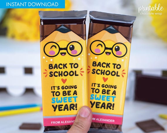 First Day of School Candy Bar Wrapper: Pencil Design (PDF Download)