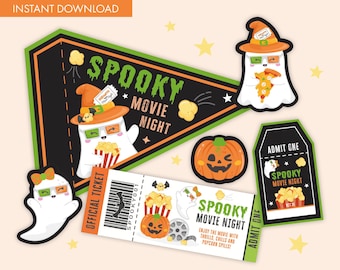 Halloween Movie Night Printables: Gift Basket Flags & Tags (PDF)