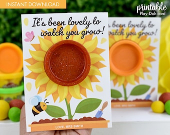 Printable Personalised Teacher Summer Flower Play Doh Holder | End of Term Gift | Teacher Gift to Students | School Class Gift