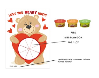 Play Dough Valentines Cards: Printable Classmate Gift, Designs