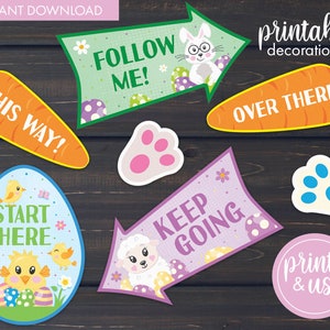 Printable Easter Egg Hunt Signs | Easter Decorations | Digital Download | Signs for Easter Egg Hunt | PDF | Instant Download | Easter Decor