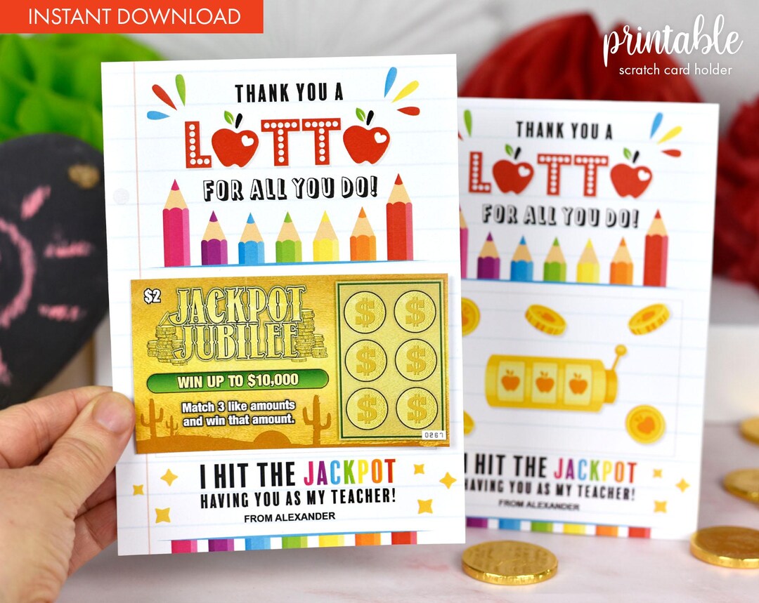 Printable Teacher Appreciation Scratch Card Holder | Teacher ...