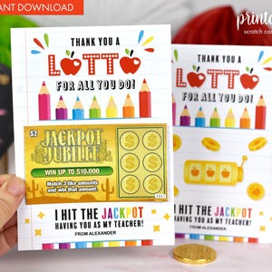 Porta biglietti da grattare stampabili per l'apprezzamento degli insegnanti / Regalo per l'apprezzamento degli insegnanti / Biglietto della lotteria / Regalo della settimana dell'apprezzamento degli insegnanti