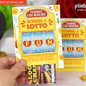 Porta biglietti da grattare stampabili per la lotteria di apprezzamento degli insegnanti / Regalo di apprezzamento degli insegnanti / Biglietto della lotteria / Regalo della settimana di apprezzamento degli insegnanti