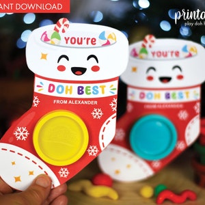 Weihnachtsknete Halter-Strumpf | Printable Ferien-Klasse Geschenke | Nichtsüßigkeitsgeschenk | Kleine Geschenk Strumpf DIY Knete Klassenzimmer Favor