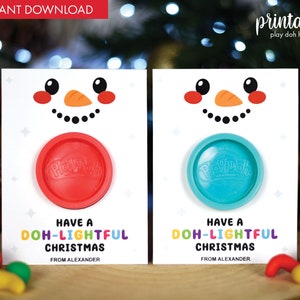 Knete Weihnachten Schneemann Geschenkkarte | Printable Class Weihnachtsgeschenke Nicht-Süßigkeiten Geschenk | Kleines Geschenk DIY Knete Mini Geschenk Klassenzimmer Favor