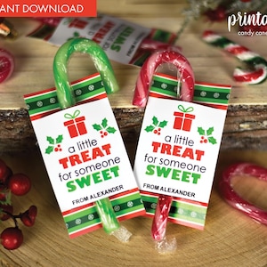 Porta bastones de caramelo navideños imprimible / Regalo para el aula / Recuerdo navideño / Etiqueta de bastón de caramelo imprimible / Regalo navideño para la clase