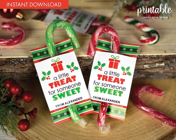 Printable Christmas Candy Cane Holder: Classroom Gift Tag (PDF)