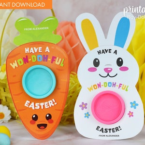 Ostergeschenk Karte | Printable Class Ostergeschenke | Nichtsüßigkeitsgeschenk | Kleines Geschenk | Karotten- und Hasenform | Ostern Klassenzimmer Gunst