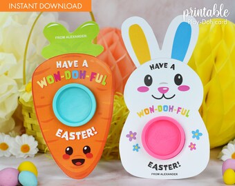 Easter Play Dough Gift Card: Bunny & Carrot Design (Printable PDF)
