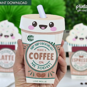 Regalo de agradecimiento de café para imprimir / Portatarjetas de café Regalo para maestros / Regalo de agradecimiento para maestros / Portatarjetas de agradecimiento para empleados