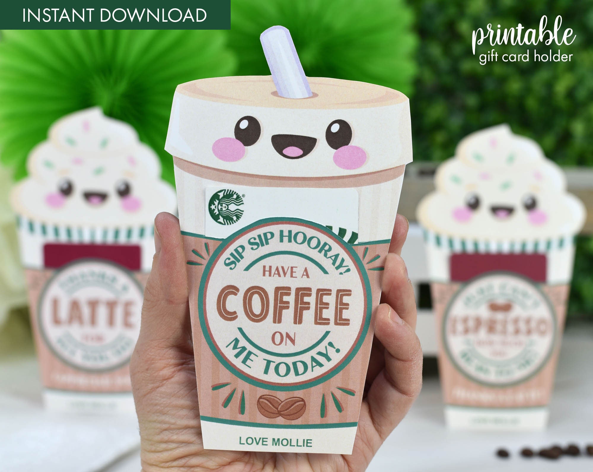 Coffee Thank You Gift Printable | Coffee Card Holder Teacher Gift | Teacher Appreciation Staff Gift | Employee Appreciation Gift Card Holder