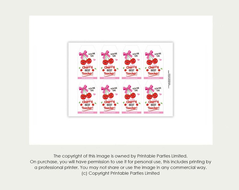 Printable Cherry Teacher Appreciation Gift Tags (PDF) - Etsy