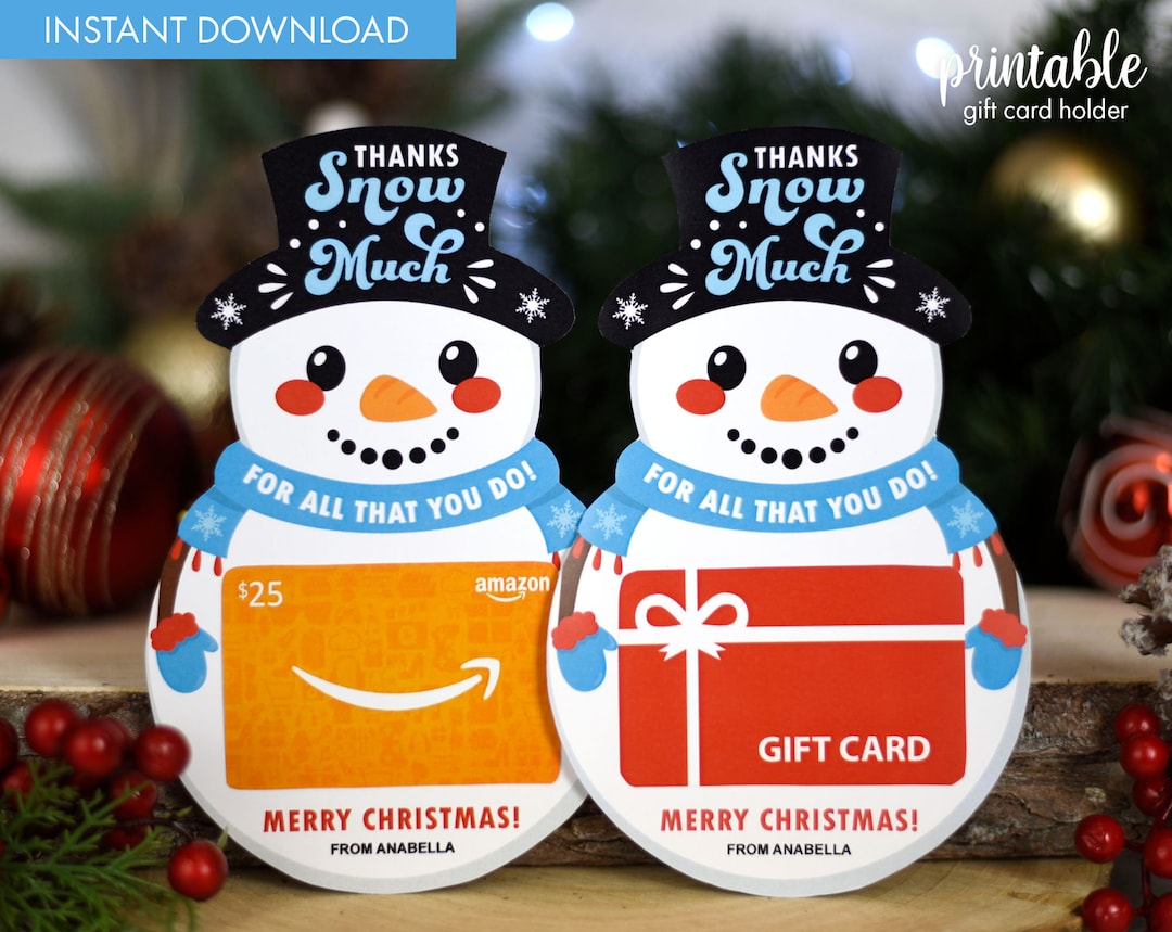 printable christmas gift card holder | christmas snowman gift card