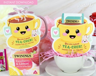 Printable Teacher Appreciation Tea Cup Tag & Sachet Holder (Digital Download)