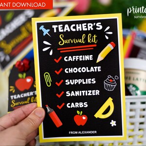 Printable Teacher Survival Kit | Teacher Appreciation Week Present | Survival Kit Tag Flag and Label | Back to School Gift
