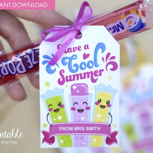 Druckbare personalisierte Ice Pop Tag | Ende des Begriffs Geschenk | Lehrer Geschenk für Studenten | Schulklasse Geschenk | Geschenk für das Klassenzimmer / Geschenk für die Klasse