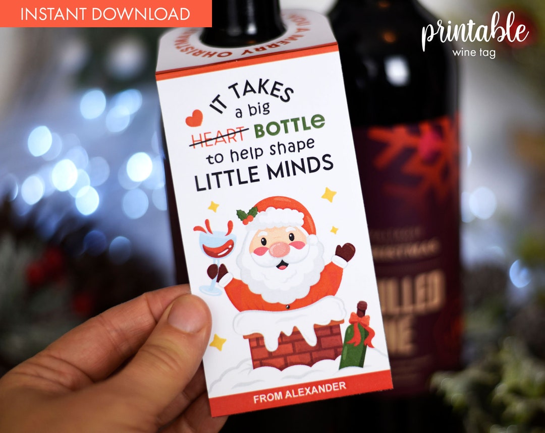 Printable Christmas Novelty Wine Tag for Teachers Funny - Etsy