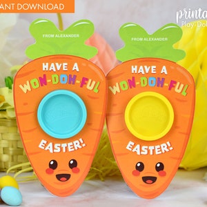 Easter Play Dough Gift Card | Printable Class Easter Gifts | Non-candy Gift | Small Gift | Carrot Shape | Easter Classroom Favor | For Kids