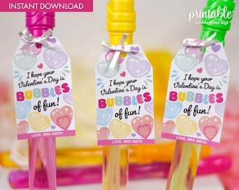 Valentines Bubble Wand Tags: Printable Classroom Gift (PDF)