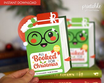 Printable Christmas Gift Card Holder | Book Gift Card Holder | Teacher Gift | Christmas Book Gift | Cute Book Gift Card Holder for Kids