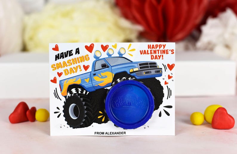 Monster Truck Valentine's Day Play Dough Card (Digital Download) image 7