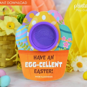 Carte-cadeau de Pâques de pâte à modeler | Cadeaux de Pâques pour la classe à imprimer | Cadeau autre qu'un bonbon | Petit cadeau | Forme de panier | Cadeau de Pâques pour la classe | Pour les enfants