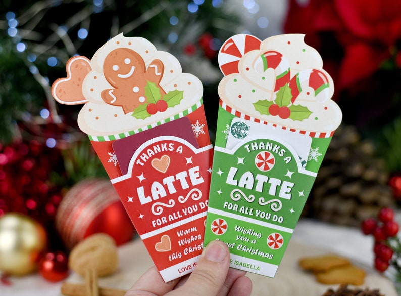 Printable Christmas Coffee Gift Card Holder: Teacher Employee Gift (PDF ...