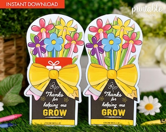 Portatarjetas de agradecimiento para maestros imprimible: Diseño floral (PDF)