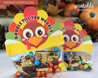 Printable Thanksgiving Candy Bag Topper | Treat Bag Topper  | Teacher Gift | Classroom Gift |  Thanksgiving Gift | Turkey Favor