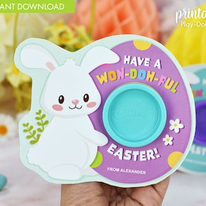 Easter Play Dough Gift Card | Printable Class Easter Gifts | Non-candy Gift | Kids Gift | Rabbit with Egg Shape | Easter Classroom Favor