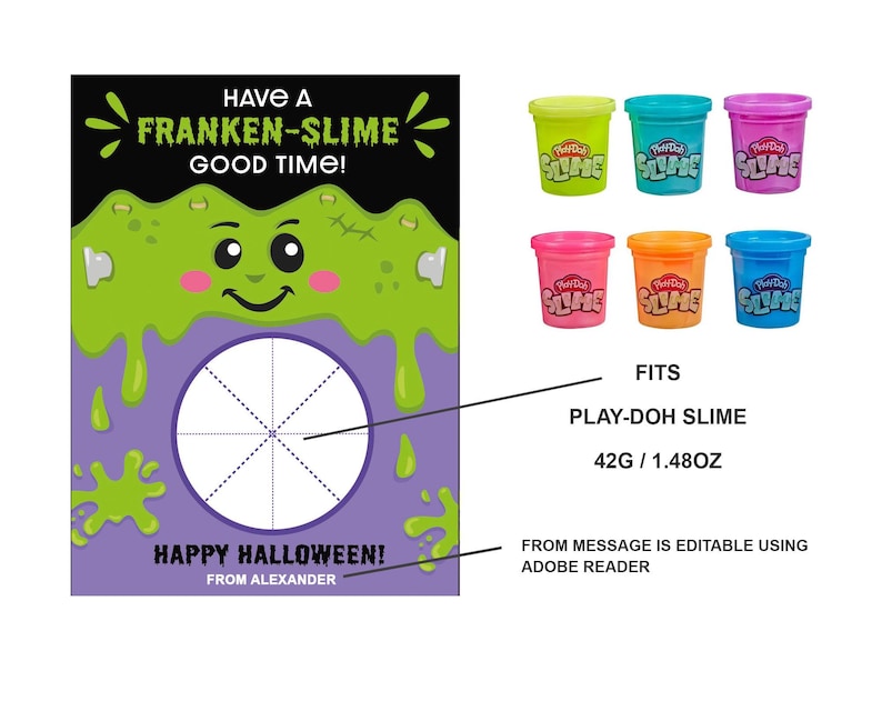 Printable Halloween Slime Holder: Kids Classroom Gift Tag (PDF) - Etsy