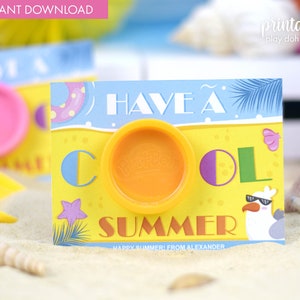 Printable Personalised Play Dough Holder | End of Term Gift | Teacher Gift to Students | Class Mates Gift Classroom Favor Cool Summer Design