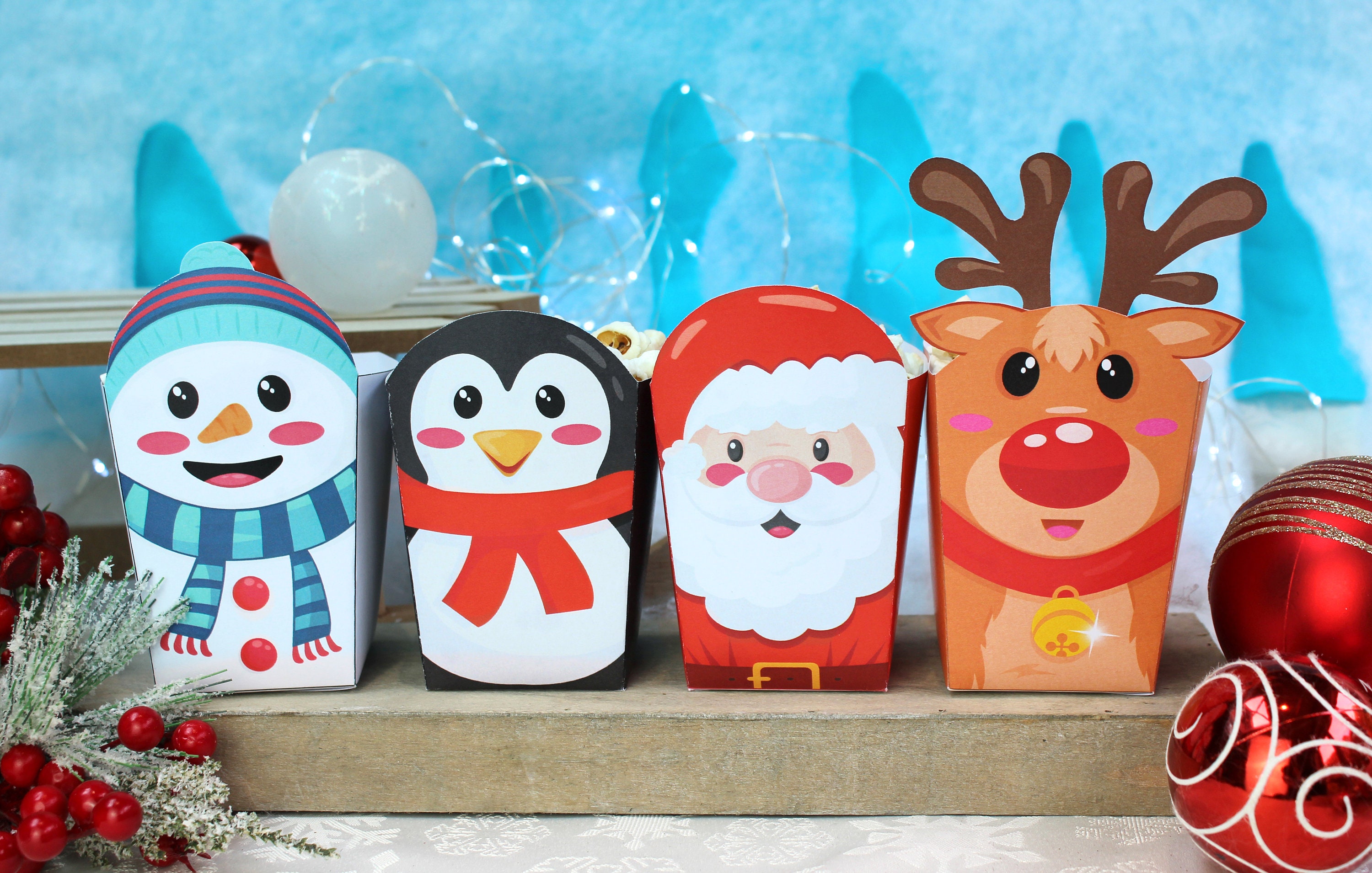 Christmas Popcorn Box Printable PDF Christmas Snack Box - Etsy UK