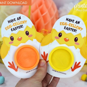 Play Dough Easter Gift Card | Printable Class Easter Gifts | Non-candy Gift | Small Gift | Chick Shape | Easter Classroom Favor | For Kids