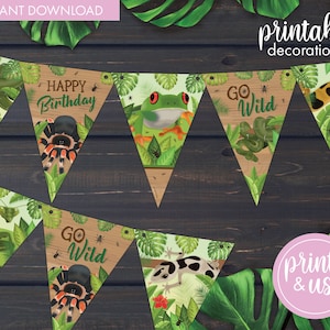 Reptile Party Bunting | Digital Download | Reptile Birthday Party Decorations | Decor | Snake Frog Spider | Birthday Banner | Reptile Party
