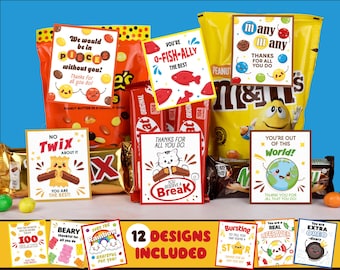 Bonbons Grammes imprimables : étiquettes-cadeaux de remerciement pour les enseignants et les employés (téléchargement numérique)