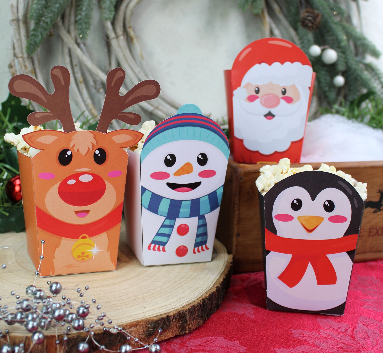 Christmas Popcorn Box Printable PDF Christmas Snack Box - Etsy UK