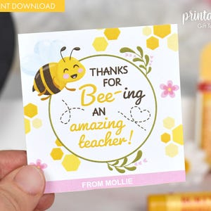 Printable Teacher Appreciation Gift Tags | Teacher Appreciation Week Gift Tags | Bee Tag | Labels for Teacher Gift