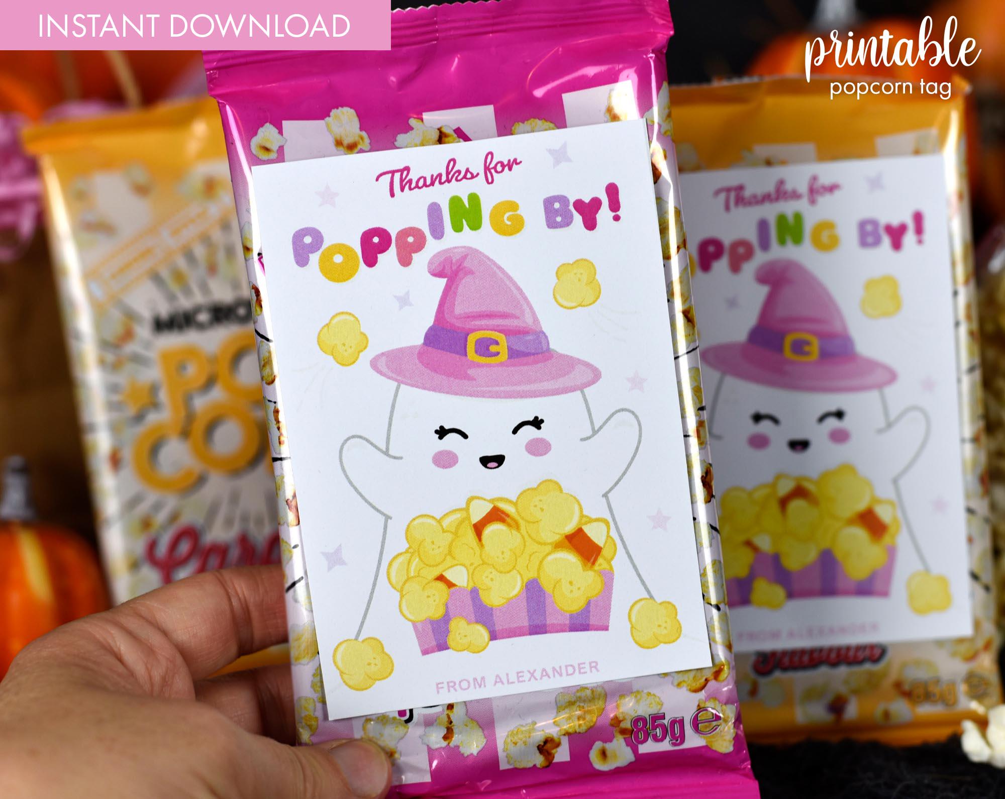 Printable Halloween Ghost Popcorn Tag: Spooky Party Favor (PDF) - Etsy
