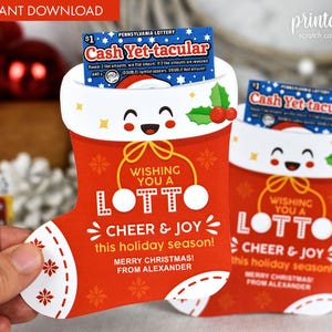 Porta biglietti da grattare della lotteria di Natale stampabile / Regalo di apprezzamento per gli insegnanti / Biglietto della lotteria / Etichetta regalo per biglietti della lotteria gratta e vinci Calza