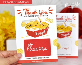 Printable Teacher Thank You Card: Nugget Gift Card Holder (PDF)